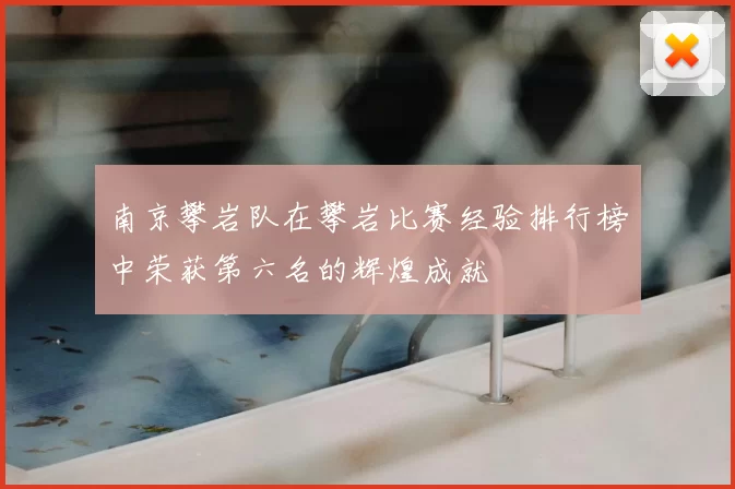 南京攀岩队在攀岩比赛经验排行榜中荣获第六名的辉煌成就